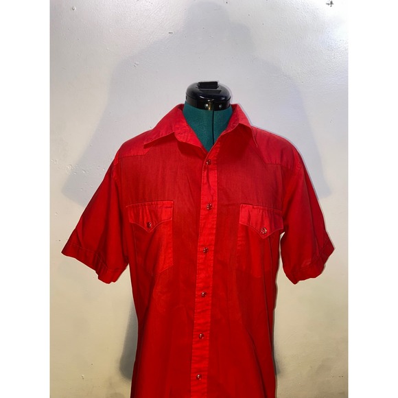 White Horse Other - White Horse Mens Western Shirt Red Short Sleeve Pearl Snap Button Down Retro M